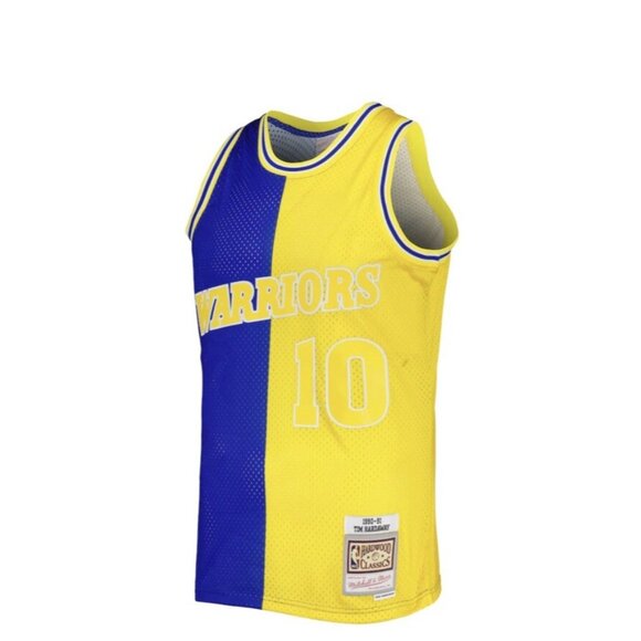 Men's Mitchell & Ness Tim Hardaway Royal/Gold Golden State Warriors Hardwood 2XL - Picture 4 of 5